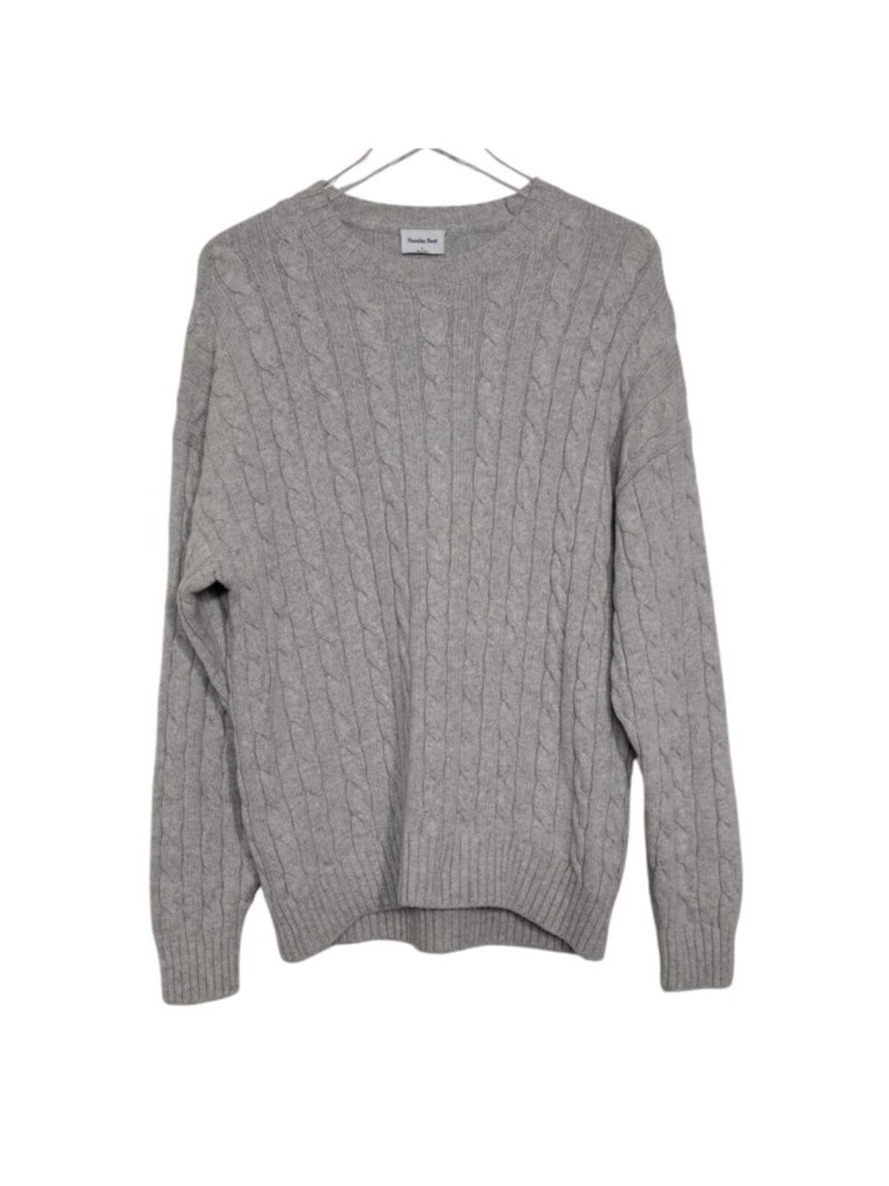 Aritzia Sunday Best Cable Knit Sweater Womens Size Small Gray Wool Blend Oversiz